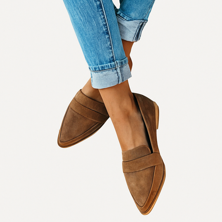 Trendy comfortabele instappers loafers suèdelook voor dames - Hollie