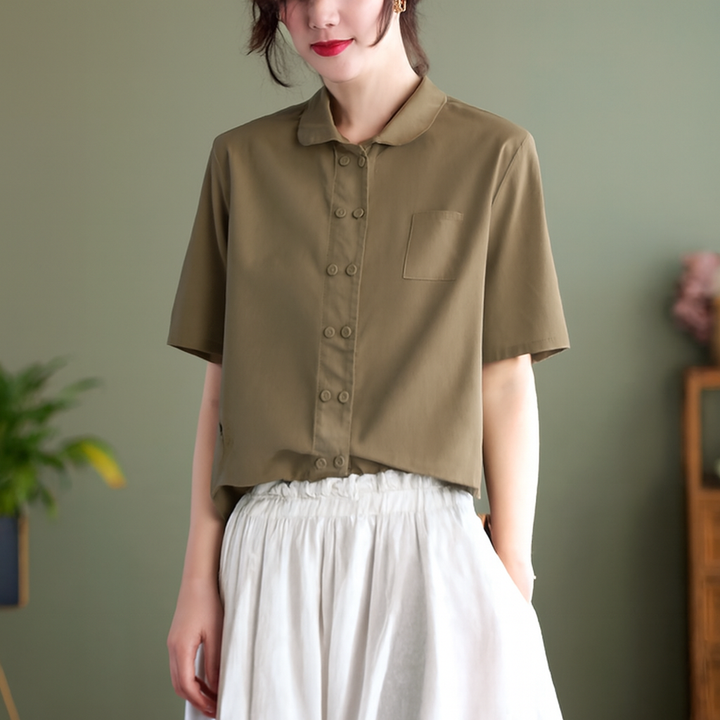 Relaxed Fit Blouse van Katoen en Linnen voor Dames