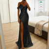Elegante maxi-jurk met off-shoulder pailletten