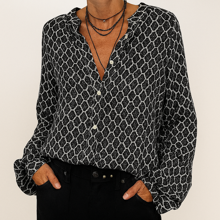 Bedrukte elegante blouse met V-hals