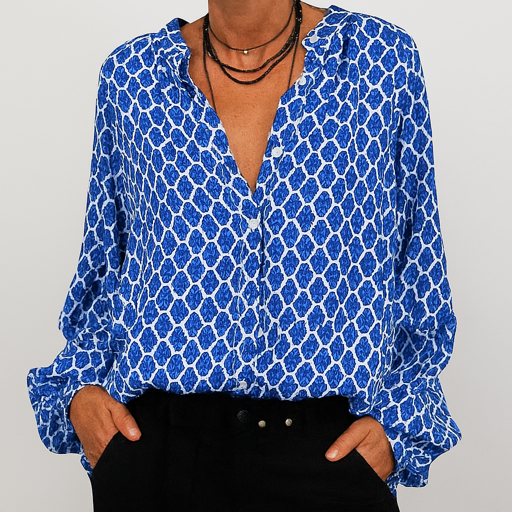 Bedrukte elegante blouse met V-hals