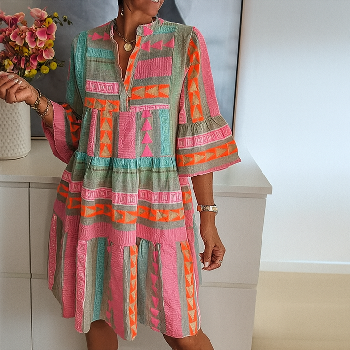 Boho midi-jurk met losse pasvorm