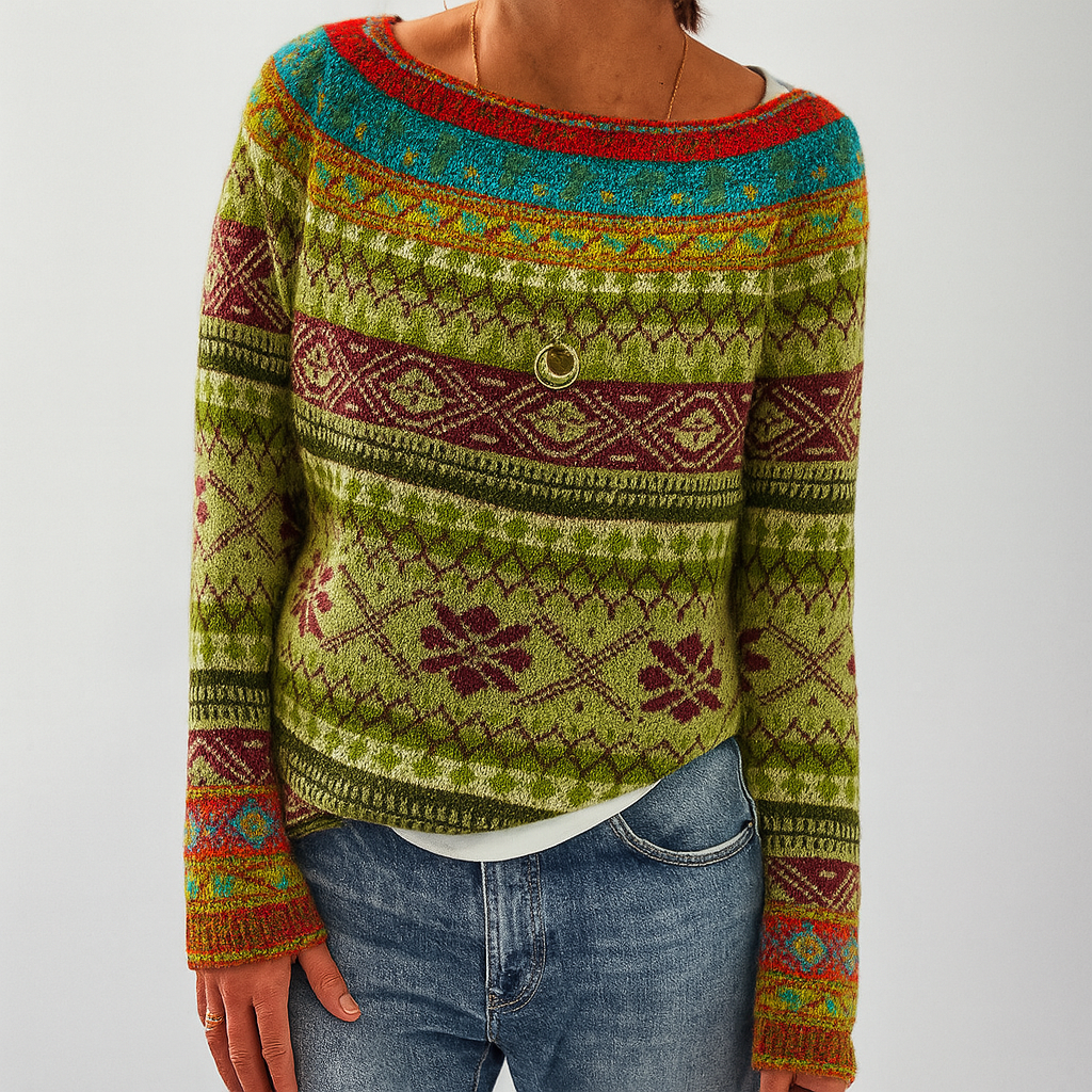 Retro kabeltrui voor dames