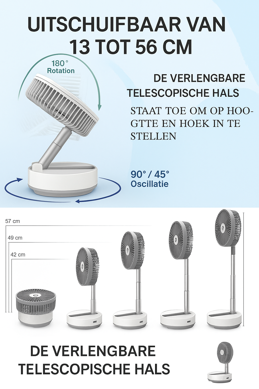Ventilator op accu - tot 24 uur koelen op 1 lading