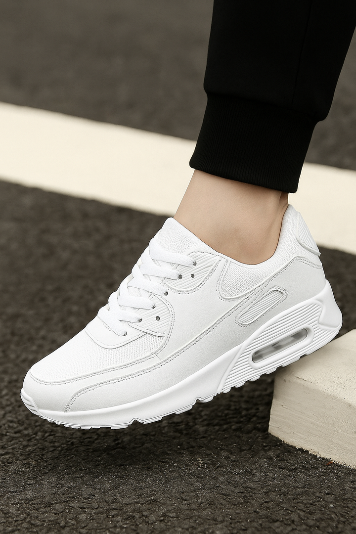 Witte Leren Sneakers met Hoge Zool voor Heren