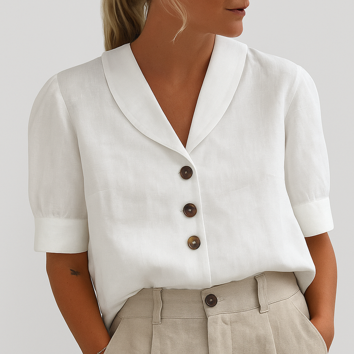 Trendy dames T-shirt van katoen en linnen