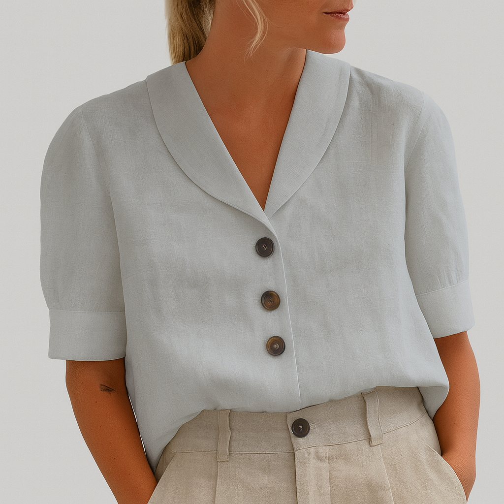 Trendy dames T-shirt van katoen en linnen