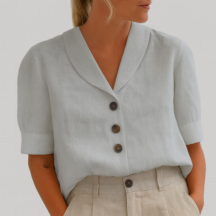Trendy dames T-shirt van katoen en linnen
