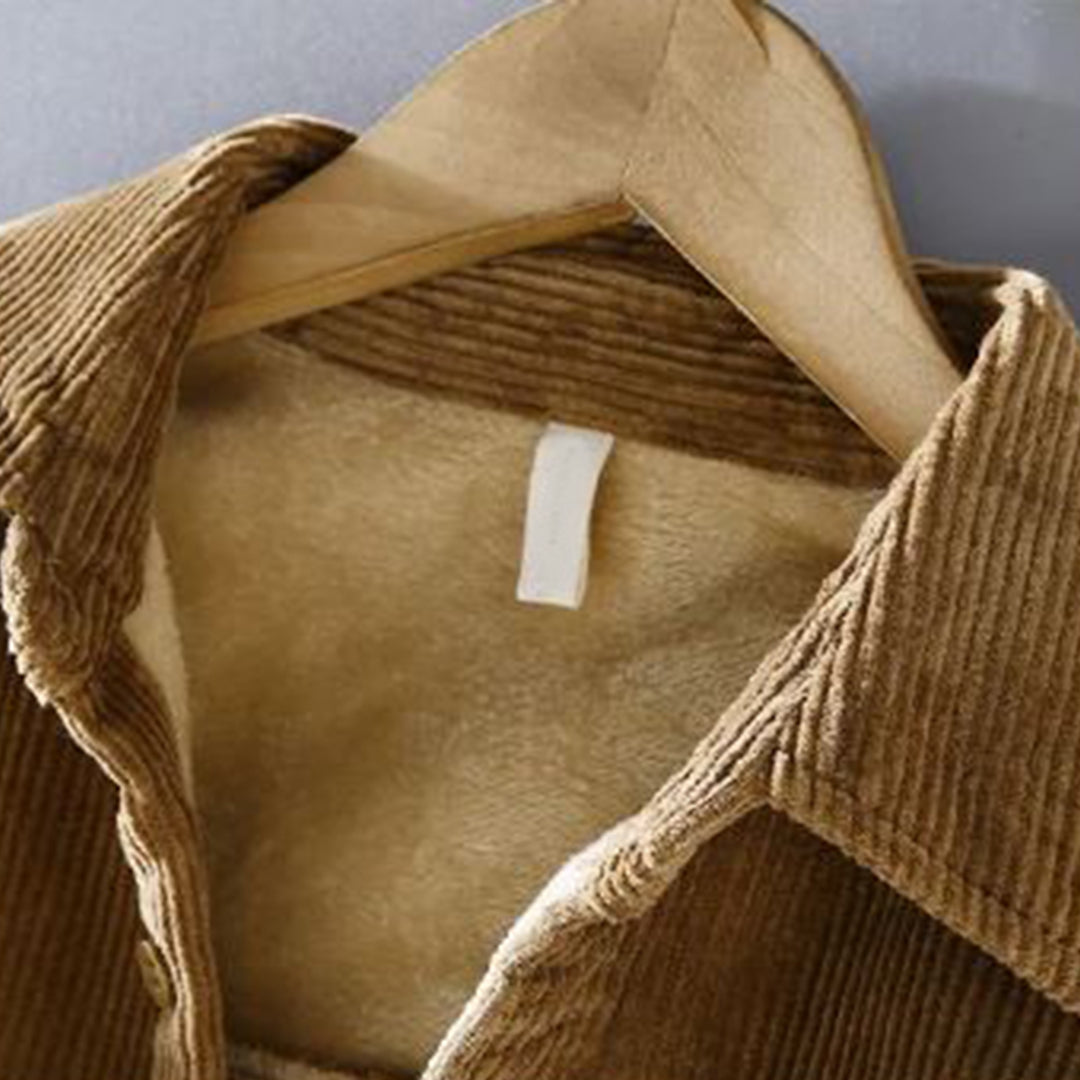 Warm Vintage Casual Heren Shirt met Fleece Voering