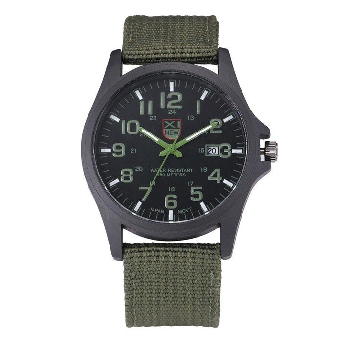 Robuuste Horloge in Militaire Stijl met Verlicht Wijzerplaat