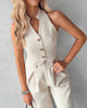 Tweedelige Dames Set met Gilet Top en Pantalon