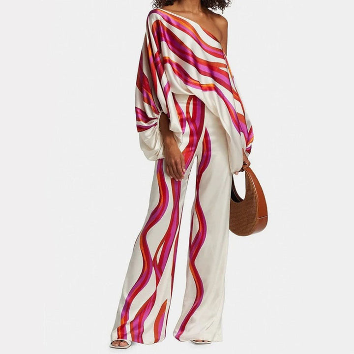 Off-shoulder satijnen set van 2 stuks voor dames