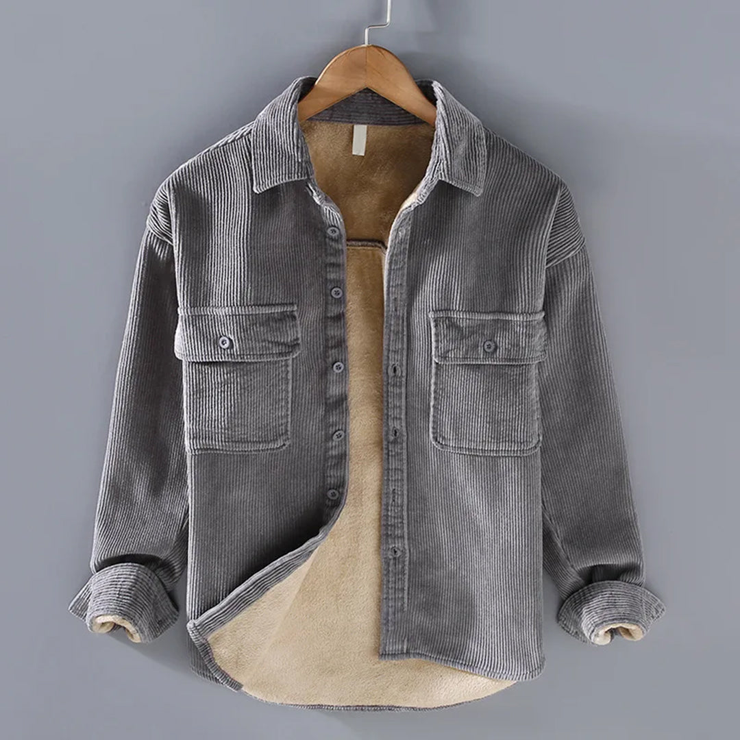 Warm Vintage Casual Heren Shirt met Fleece Voering