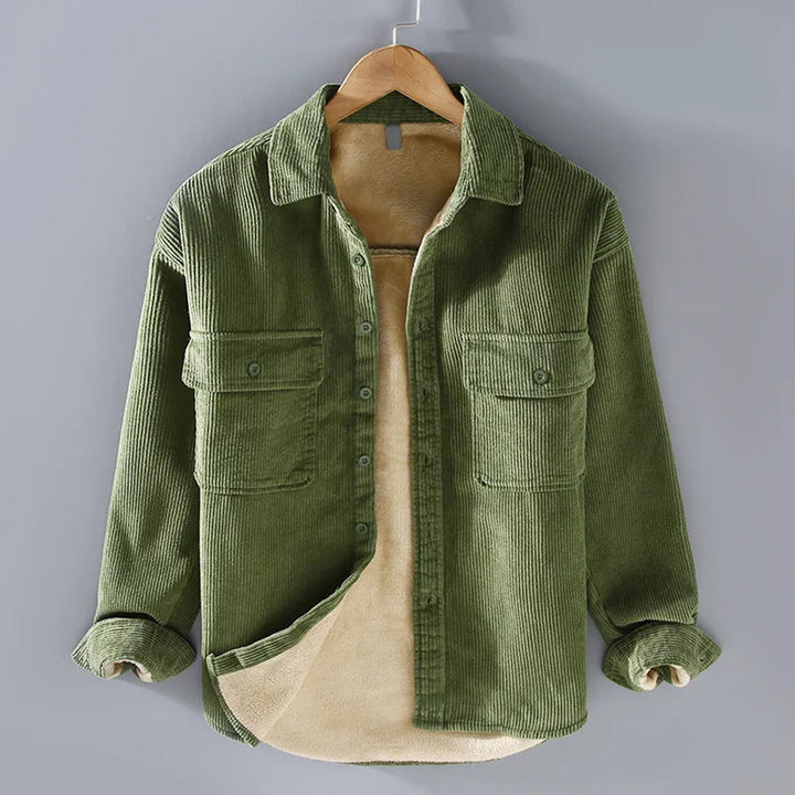 Warm Vintage Casual Heren Shirt met Fleece Voering