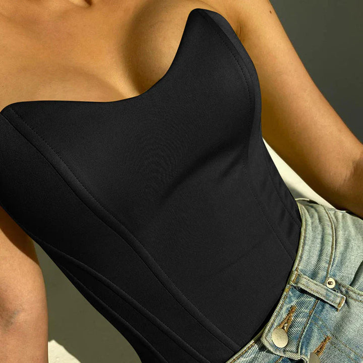 Strapless Korset Crop Top Dames