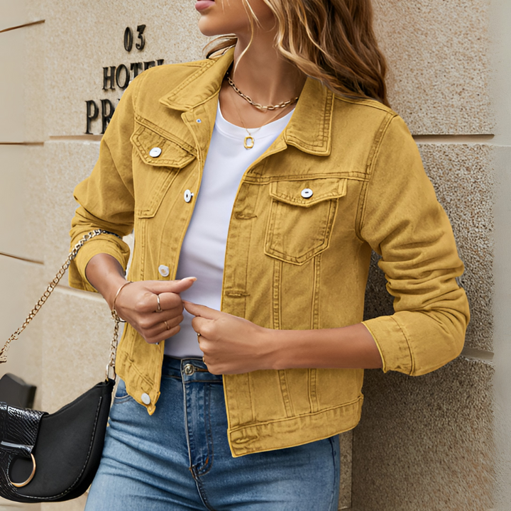 Dames klassieke button-down denimjas