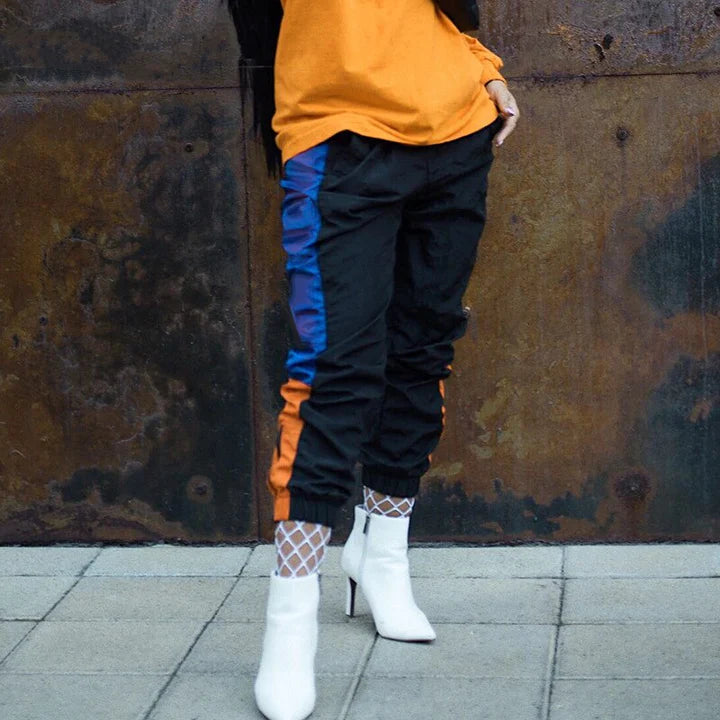 Oranje en blauwe Broek voor Dames met Tijdloze Uitstraling