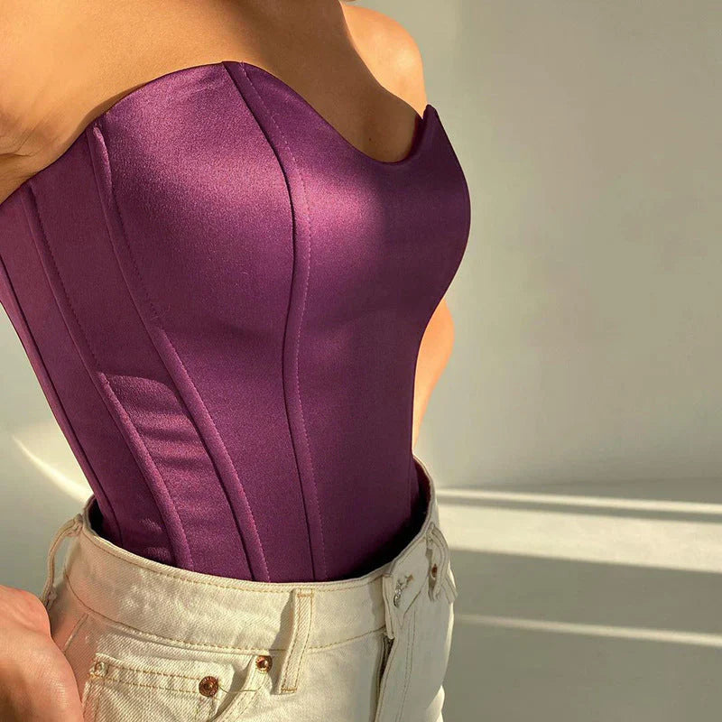 Strapless Korset Crop Top Dames