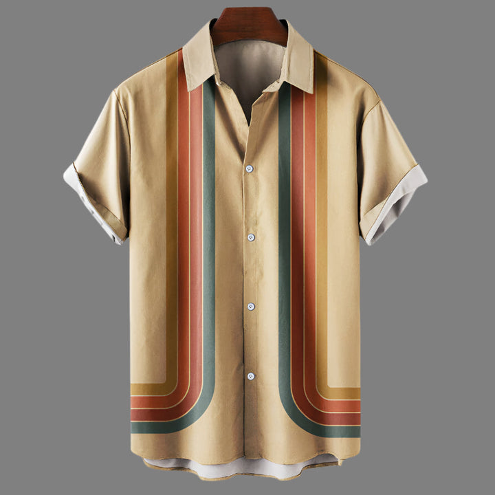 Retro losvallend herenoverhemd met korte mouwen (Pre-sale)