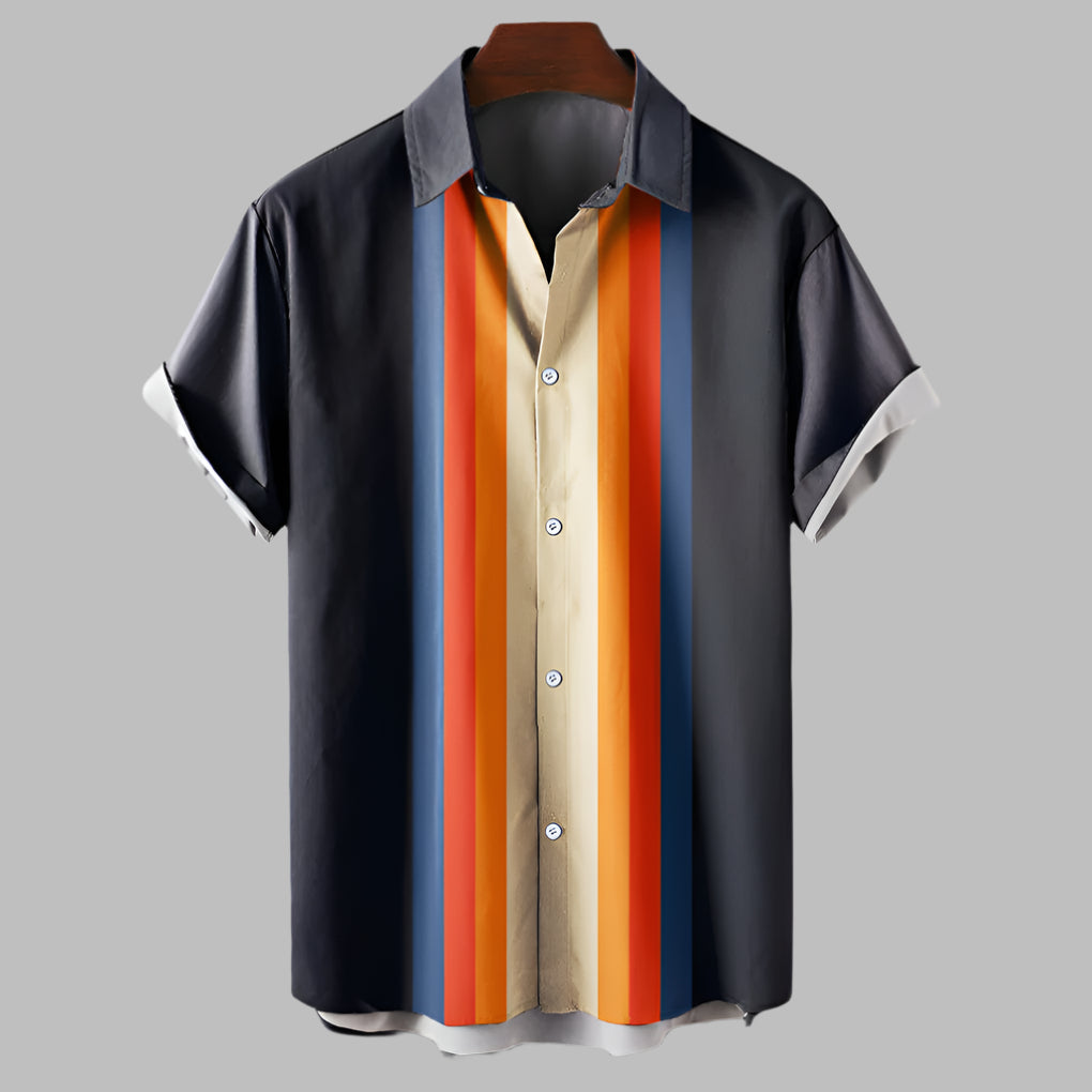 Retro losvallend herenoverhemd met korte mouwen (Pre-sale)