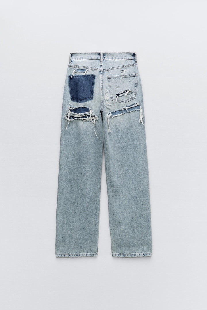 Ripped jeans damaged look wideleg dames | Erika
