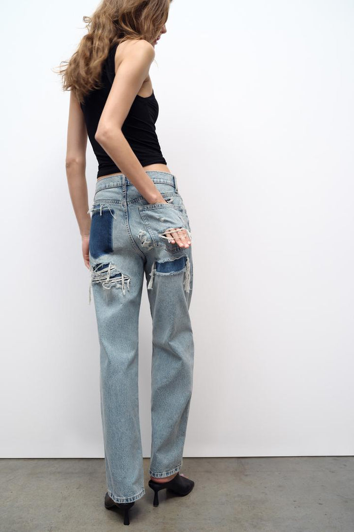 Ripped jeans damaged look wideleg dames | Erika