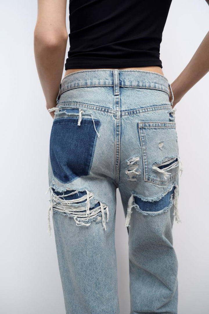 Ripped jeans damaged look wideleg dames | Erika