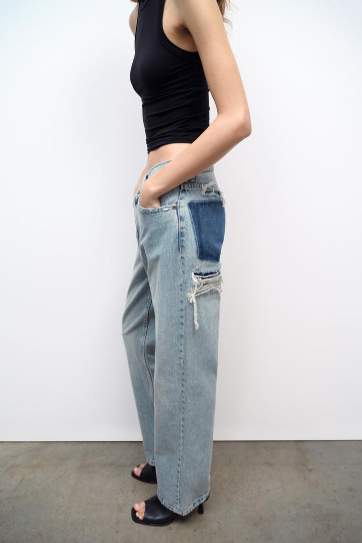 Ripped jeans damaged look wideleg dames | Erika
