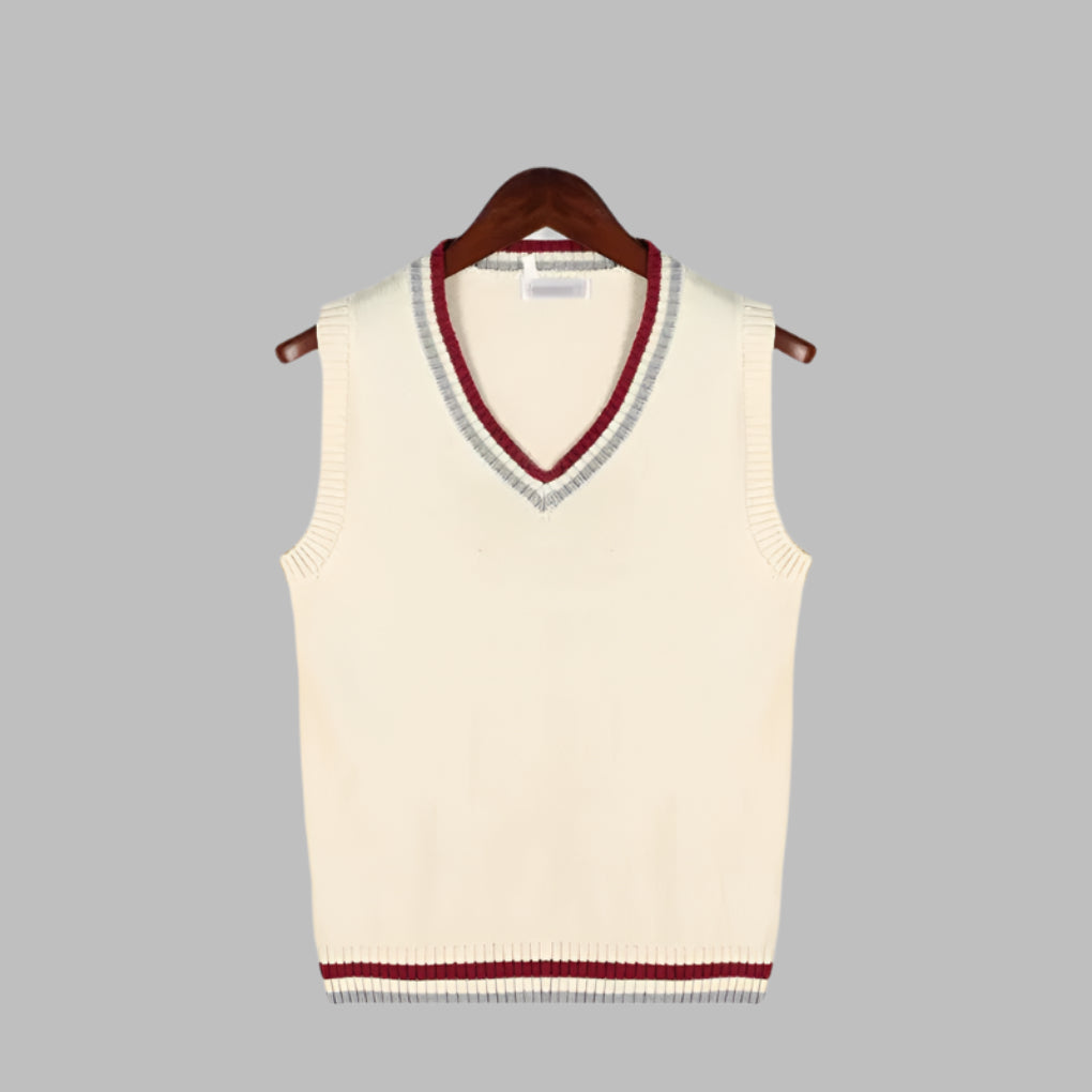 Retro gestreepte preppy stijl mouwloze trui