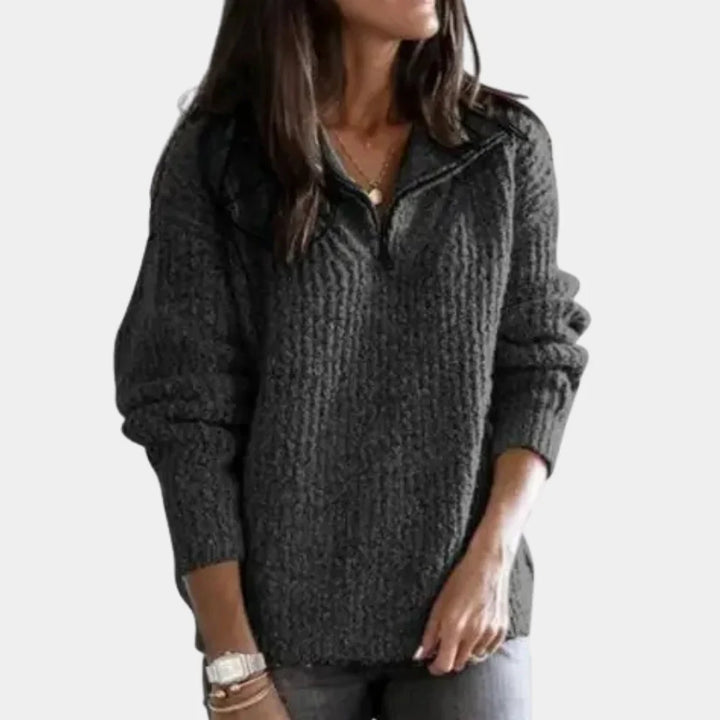 Chique Comfort Trui met Halve Rits voor Dames