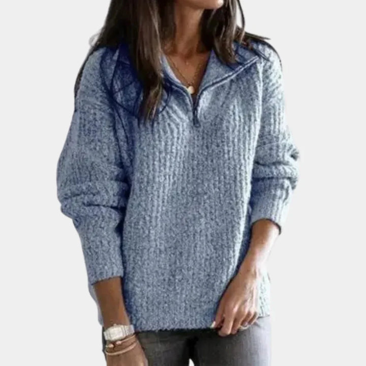 Chique Comfort Trui met Halve Rits voor Dames