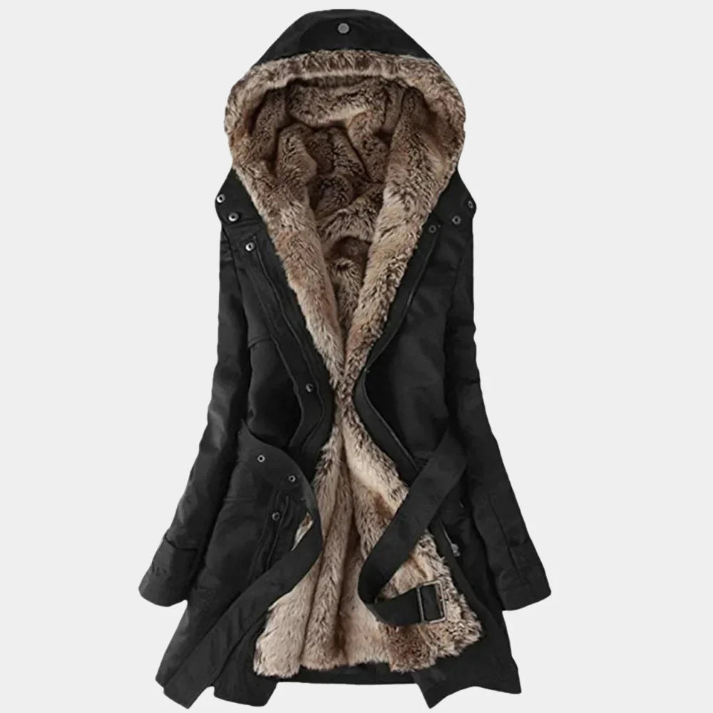 Elegante Dames Parka met Bontvoering