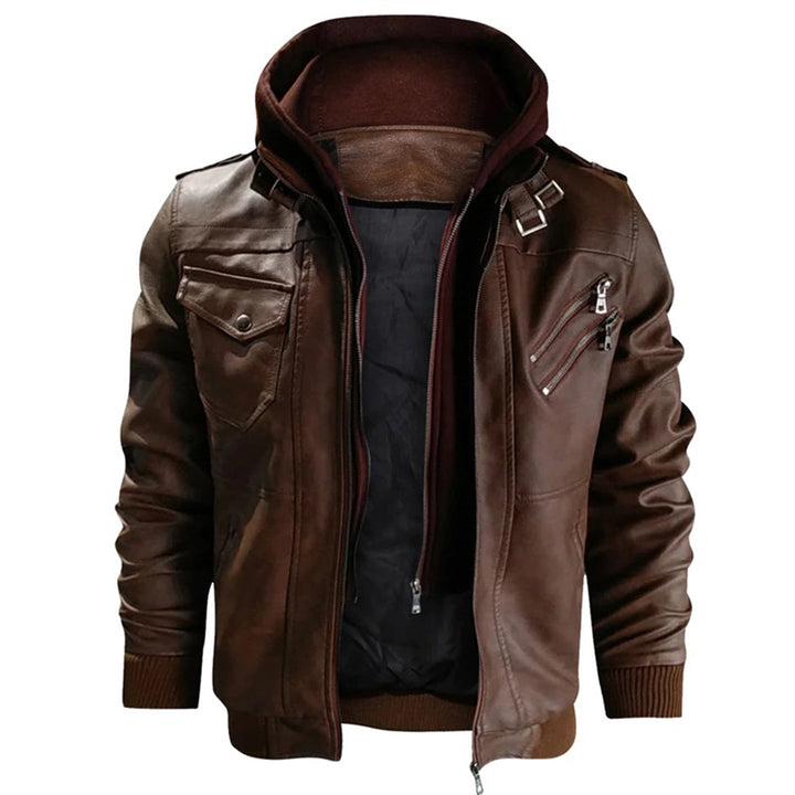Mucho - Leren jack met capuchon voor mannen