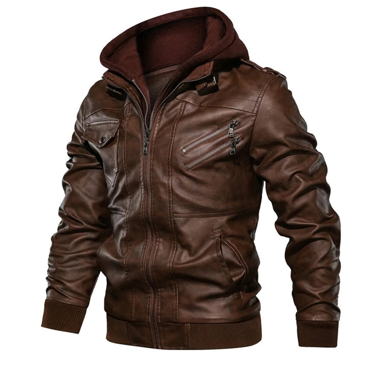 Mucho - Leren jack met capuchon voor mannen