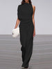 Mouwloze Jumpsuit met Open Rug en Flared Pijpen