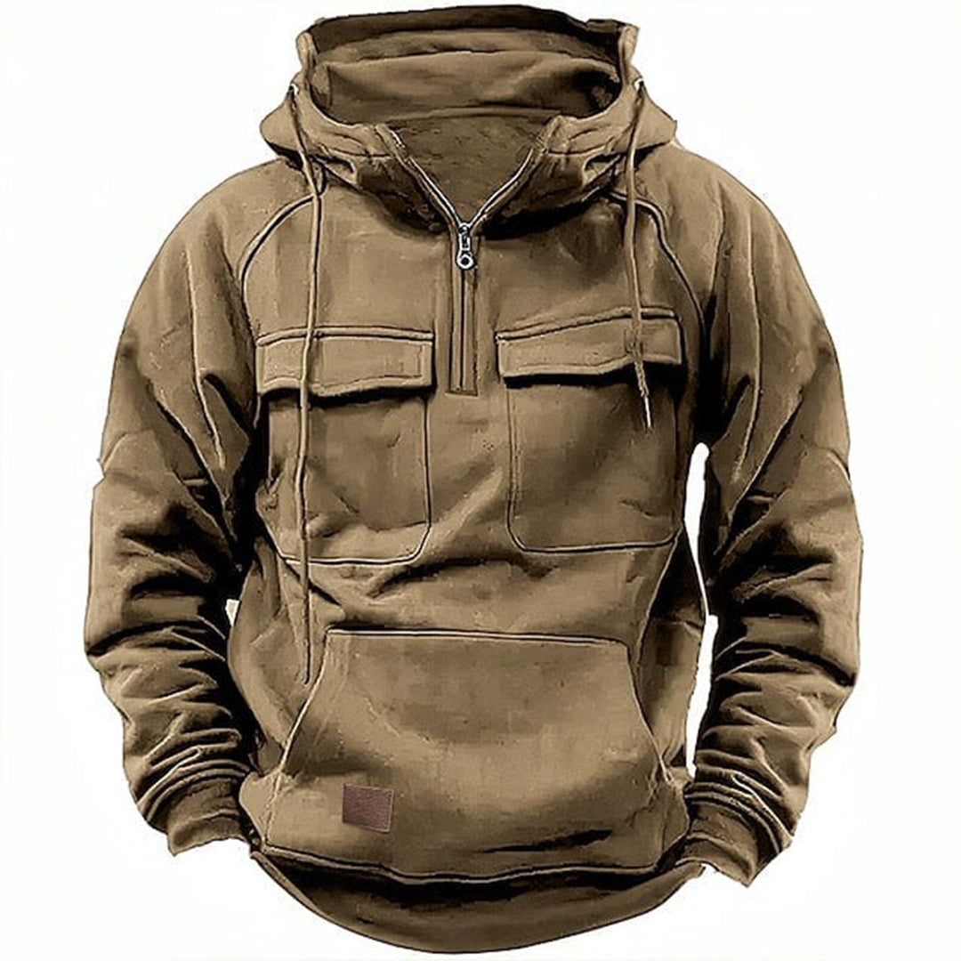 Retro Motor Hoodie voor Heren met Stoere Look en Praktische Details