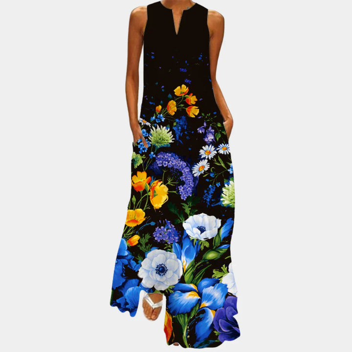 Mouwloze Zomerjurk met Bloemenprint en Zwierige Pasvorm