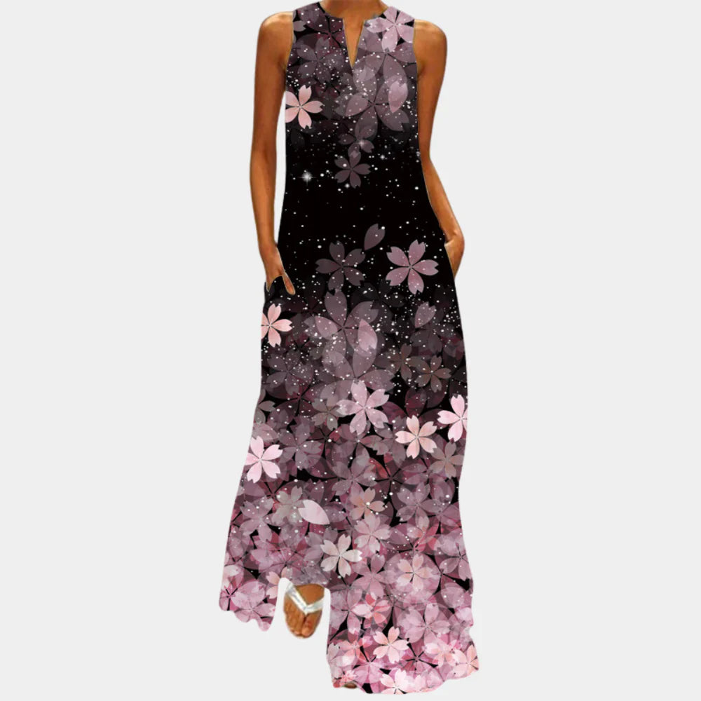 Mouwloze Zomerjurk met Bloemenprint en Zwierige Pasvorm