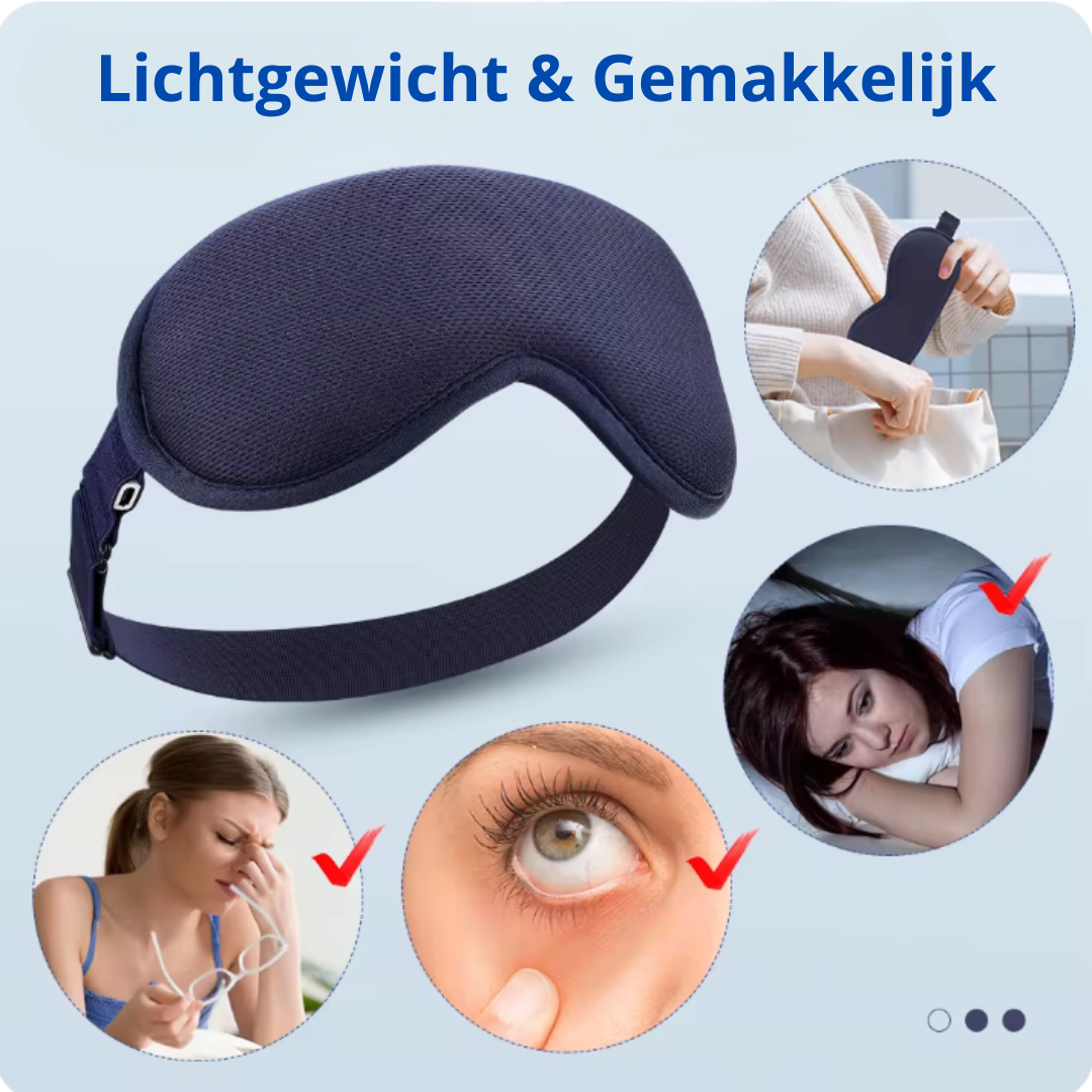 oog massage tegen hoofdpijn infrarood vermoeide ogen verhelpen. migraine of hoofdpijn verminderen met warmte brace.