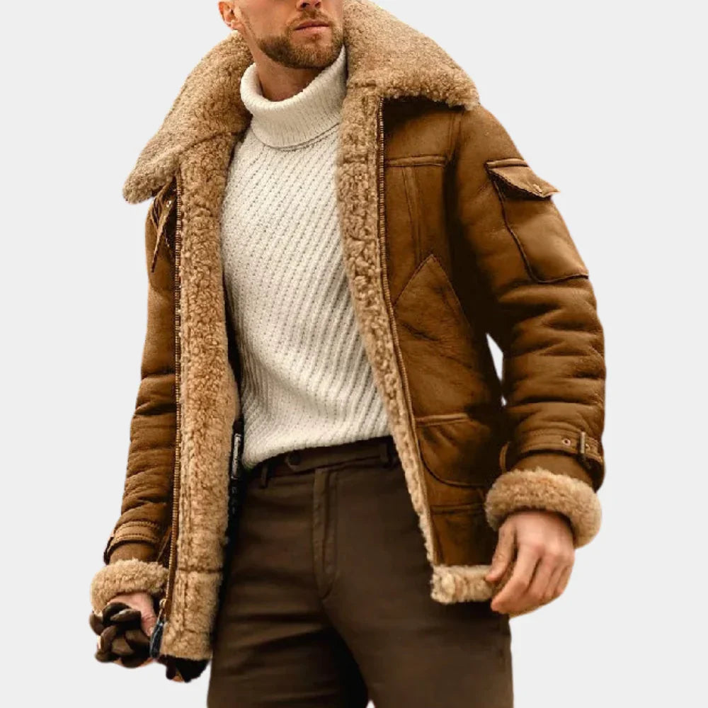 Leren Winterjas voor Heren met Pilotenstijl