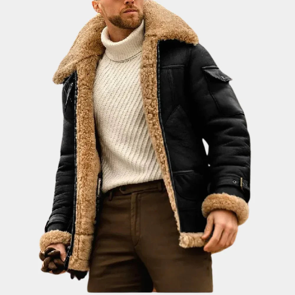 Leren Winterjas voor Heren met Pilotenstijl