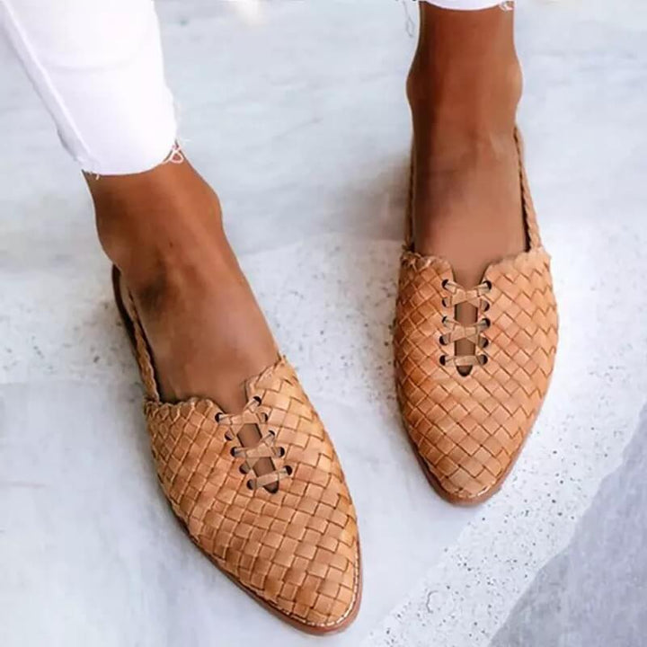 Chantelle - Handgevlochten leren slippers voor dames