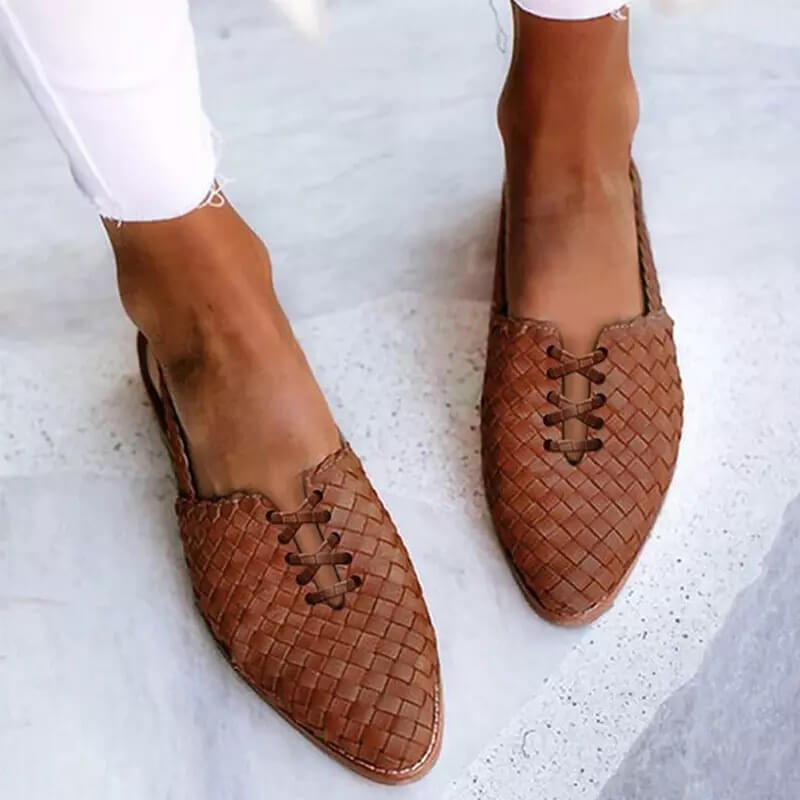 Chantelle - Handgevlochten leren slippers voor dames