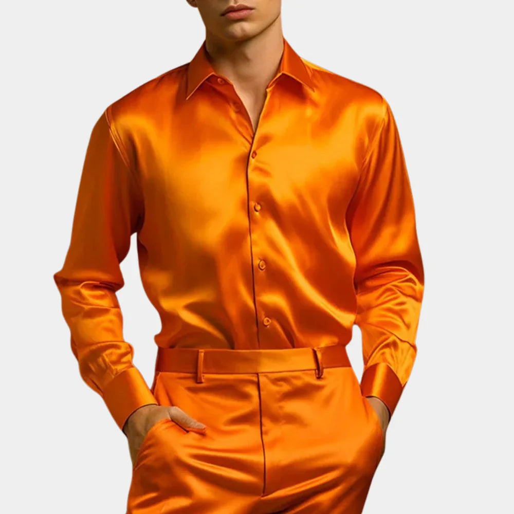 Luxe Satijnen Overhemd met Slim Fit Pasvorm