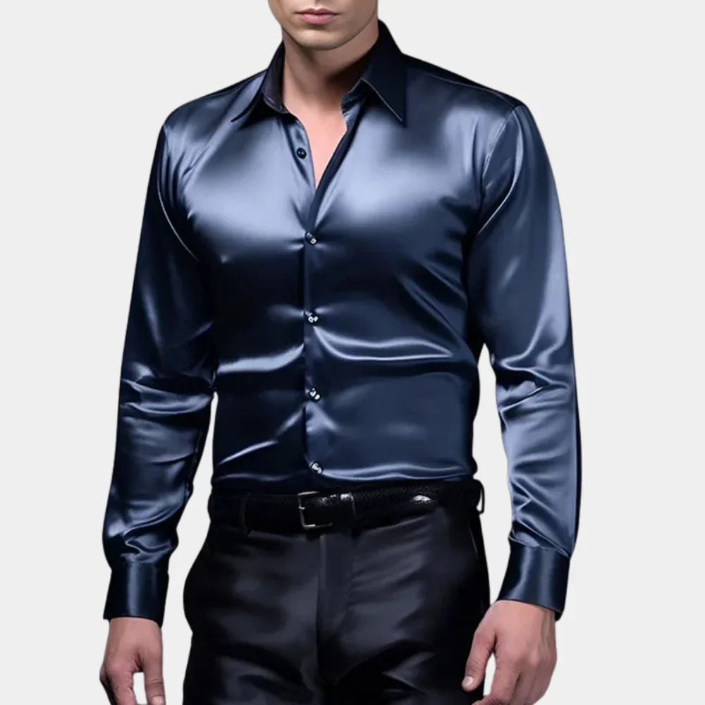 Luxe Satijnen Overhemd met Slim Fit Pasvorm