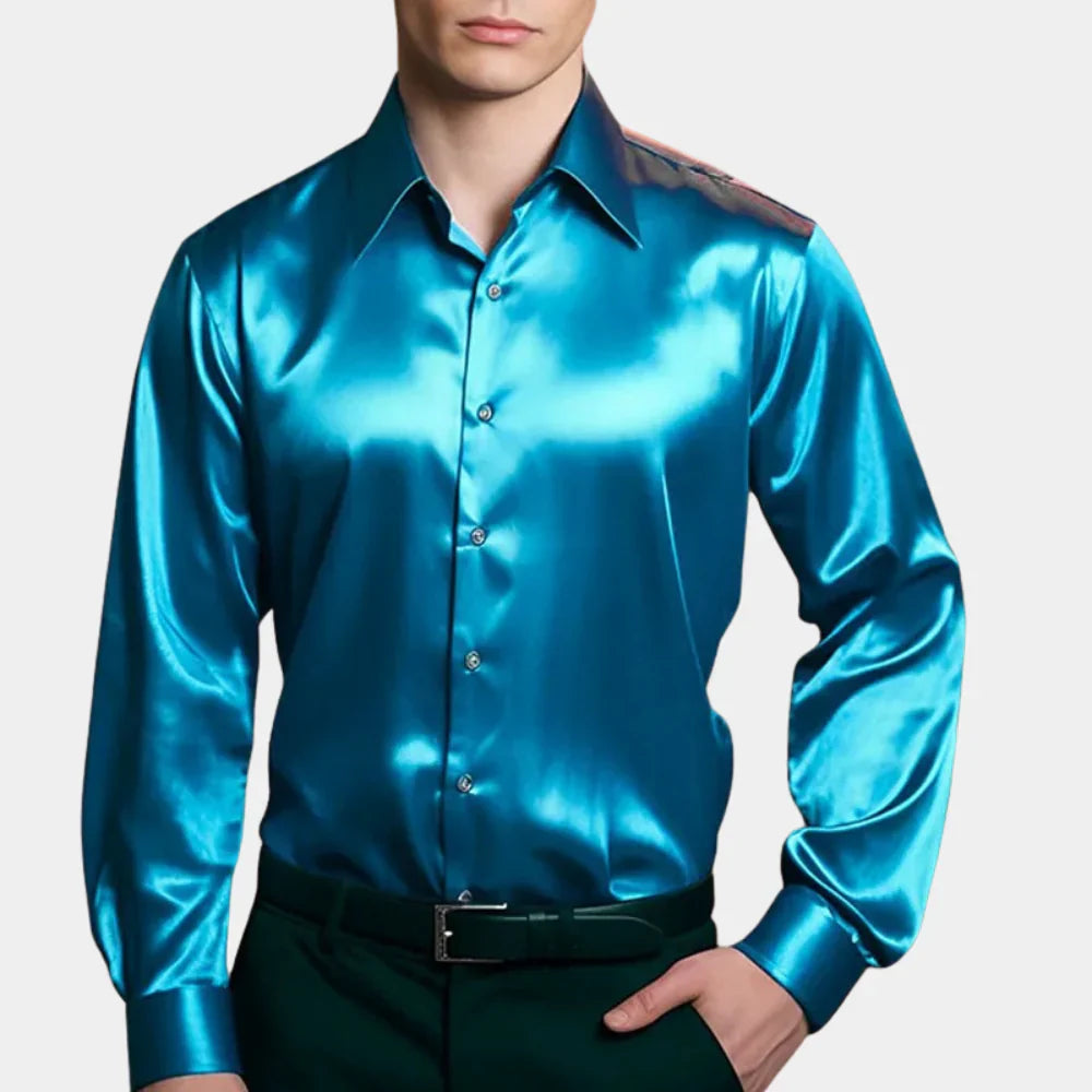 Luxe Satijnen Overhemd met Slim Fit Pasvorm