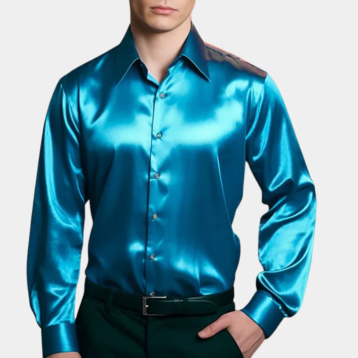 Luxe Satijnen Overhemd met Slim Fit Pasvorm