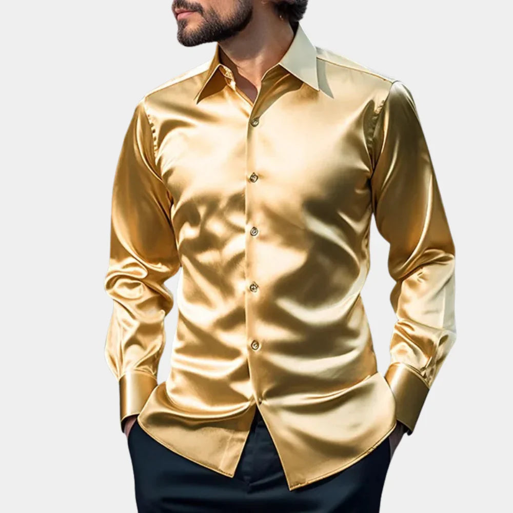 Luxe Satijnen Overhemd met Slim Fit Pasvorm
