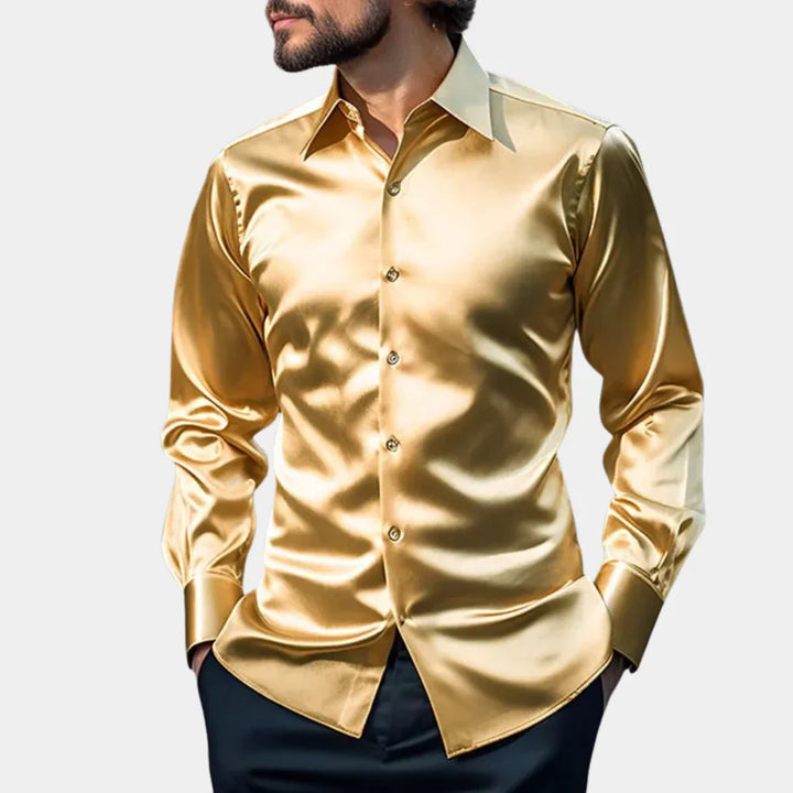 Luxe Satijnen Overhemd met Slim Fit Pasvorm