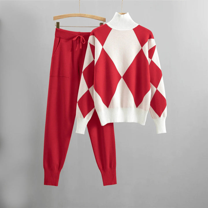 Rode damespak met joggingbroek en trui